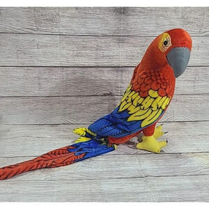 Tiger Tale Toys Viahart Plush Parrot Stuffed Animal Bird Blue Red Realistic 15"
